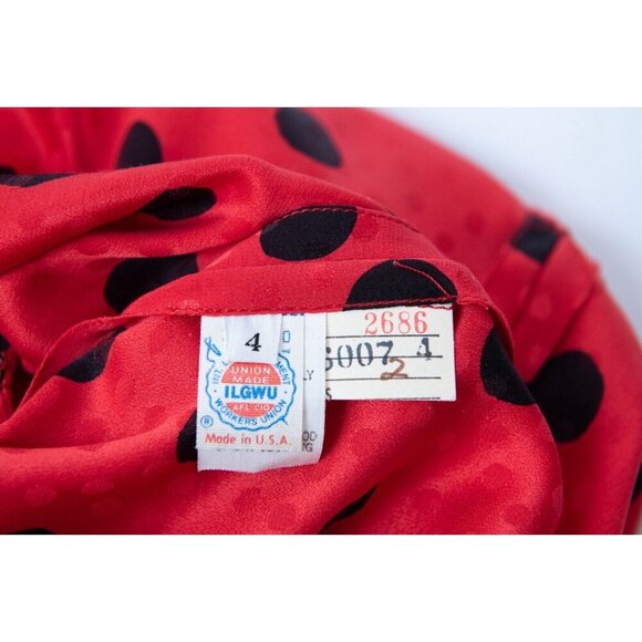 Bill Blass Collection Women's Dress Size 4 Vintage Red Black Polk Dot Cocktail - Picture 5 of 8